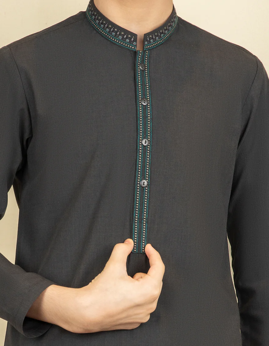 CHARCOAL BLENDED KAMEEZ SHALWAR | JCKS-S-US-41187/S22/JJ8628-CL - Image 2