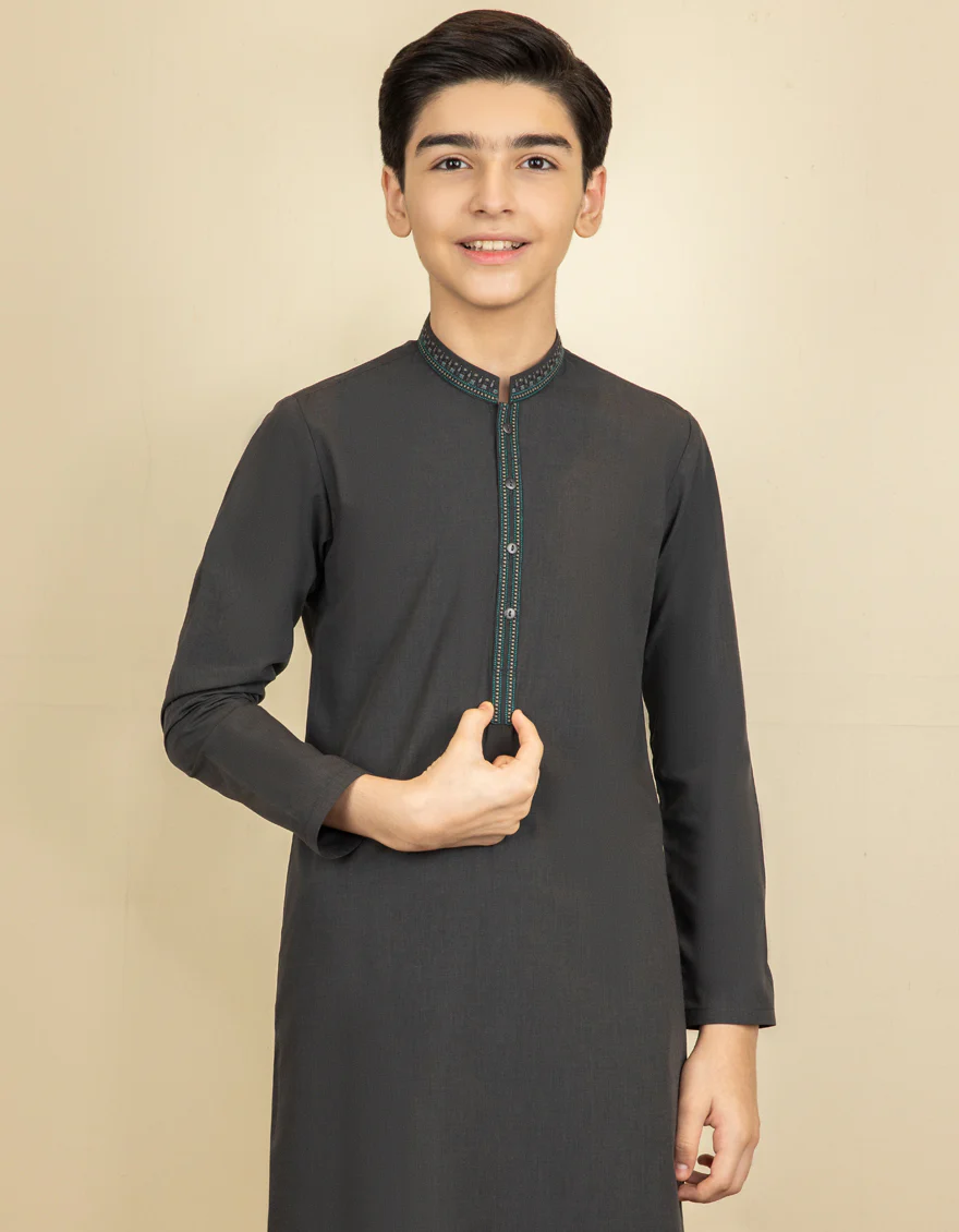 CHARCOAL BLENDED KAMEEZ SHALWAR | JCKS-S-US-41187/S22/JJ8628-CL - Image 3