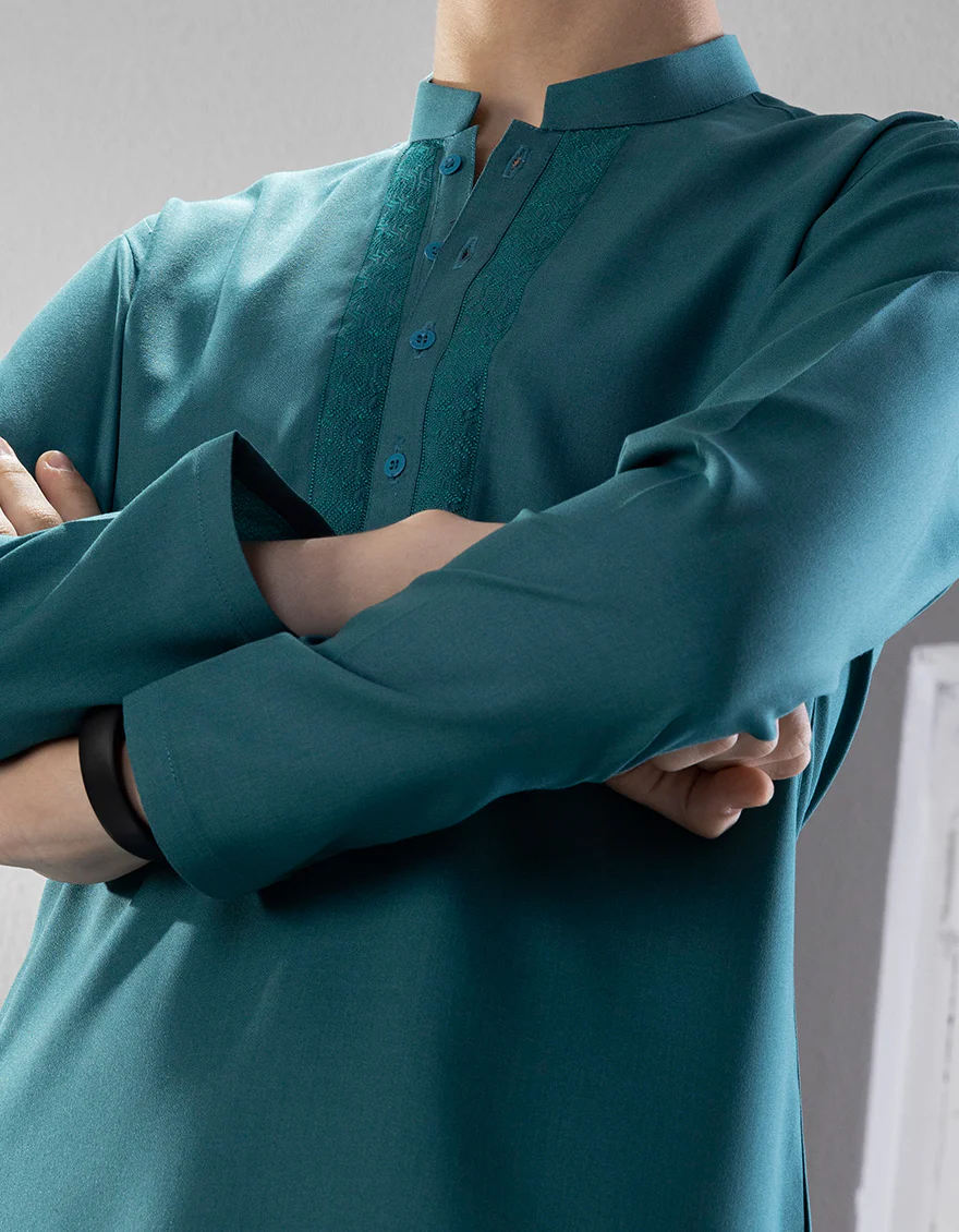 SEA GREEN BLENDED KAMEEZ SHALWAR | JCKS-S-US-41220/S22/JJ8253-SF - Image 2