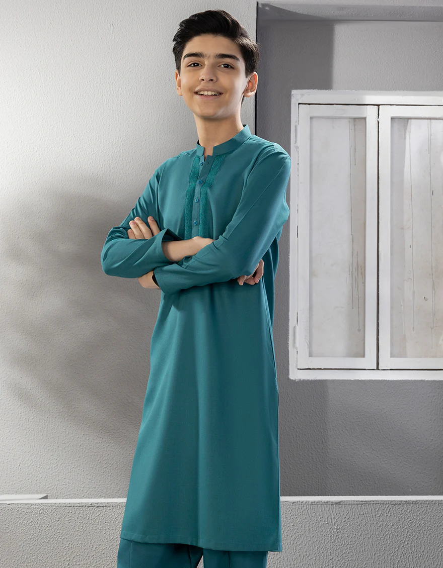 SEA GREEN BLENDED KAMEEZ SHALWAR | JCKS-S-US-41220/S22/JJ8253-SF - Image 3