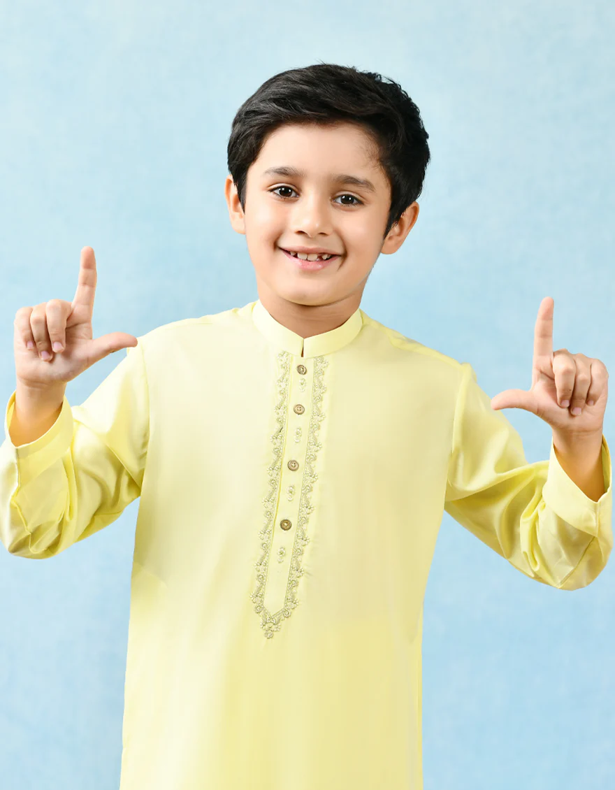 LEMON YELLOW VISCOSE KAMEEZ SHALWAR | JCKS-S-US-42402/S22/JJ8166-SF - Image 2