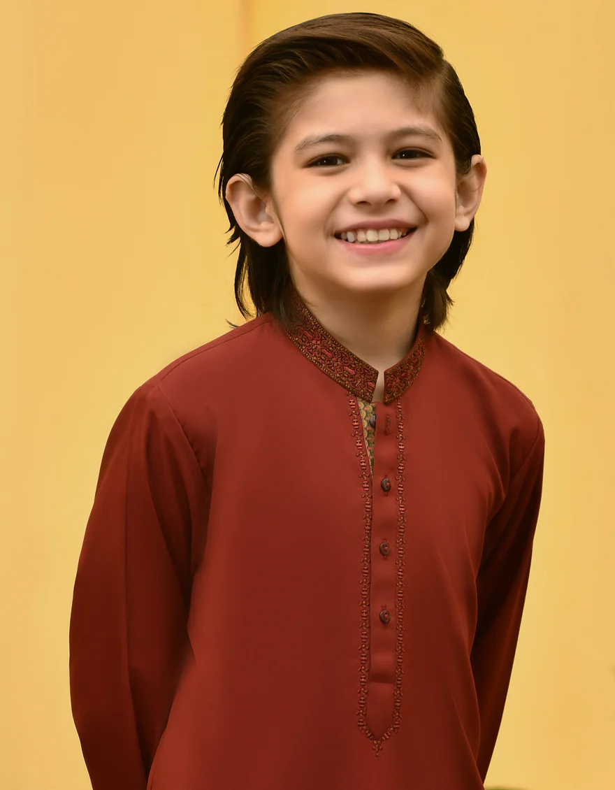 MAROON BLENDED KAMEEZ SHALWAR | JCKS-S-US-46073/S23/JJ8376-FL - Image 2