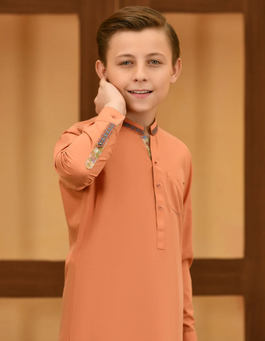 ORANGE BLENDED KAMEEZ SHALWAR | JCKS-S-US-46076/S23/JJ8713-CL - Image 2