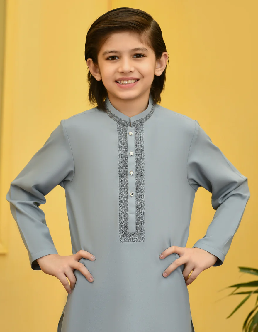 SMOKE GREY BLENDED KAMEEZ SHALWAR | JCKS-S-US-46079/A23/JJ8631-SF - Image 2