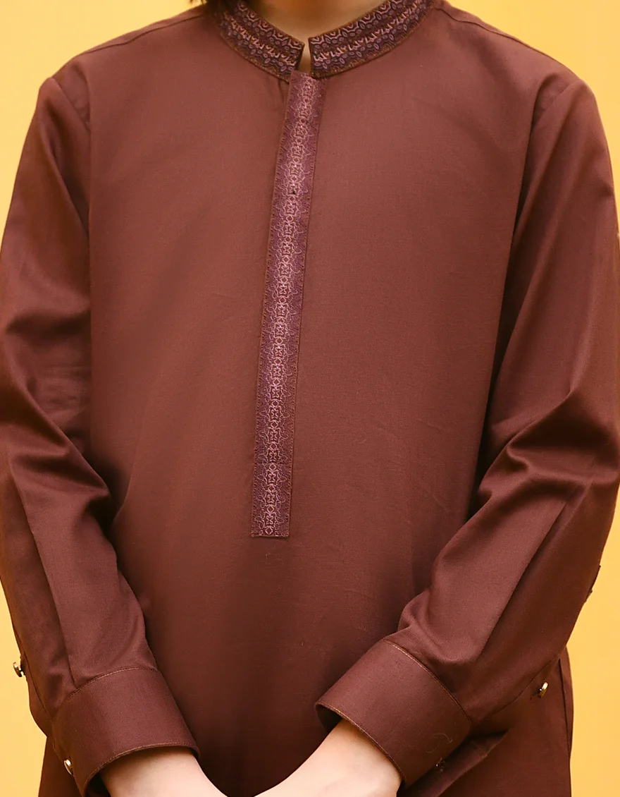 MAROON COTTON KAMEEZ SHALWAR | JCKS-S-US-46093/S23/JJ8265-SF - Image 3