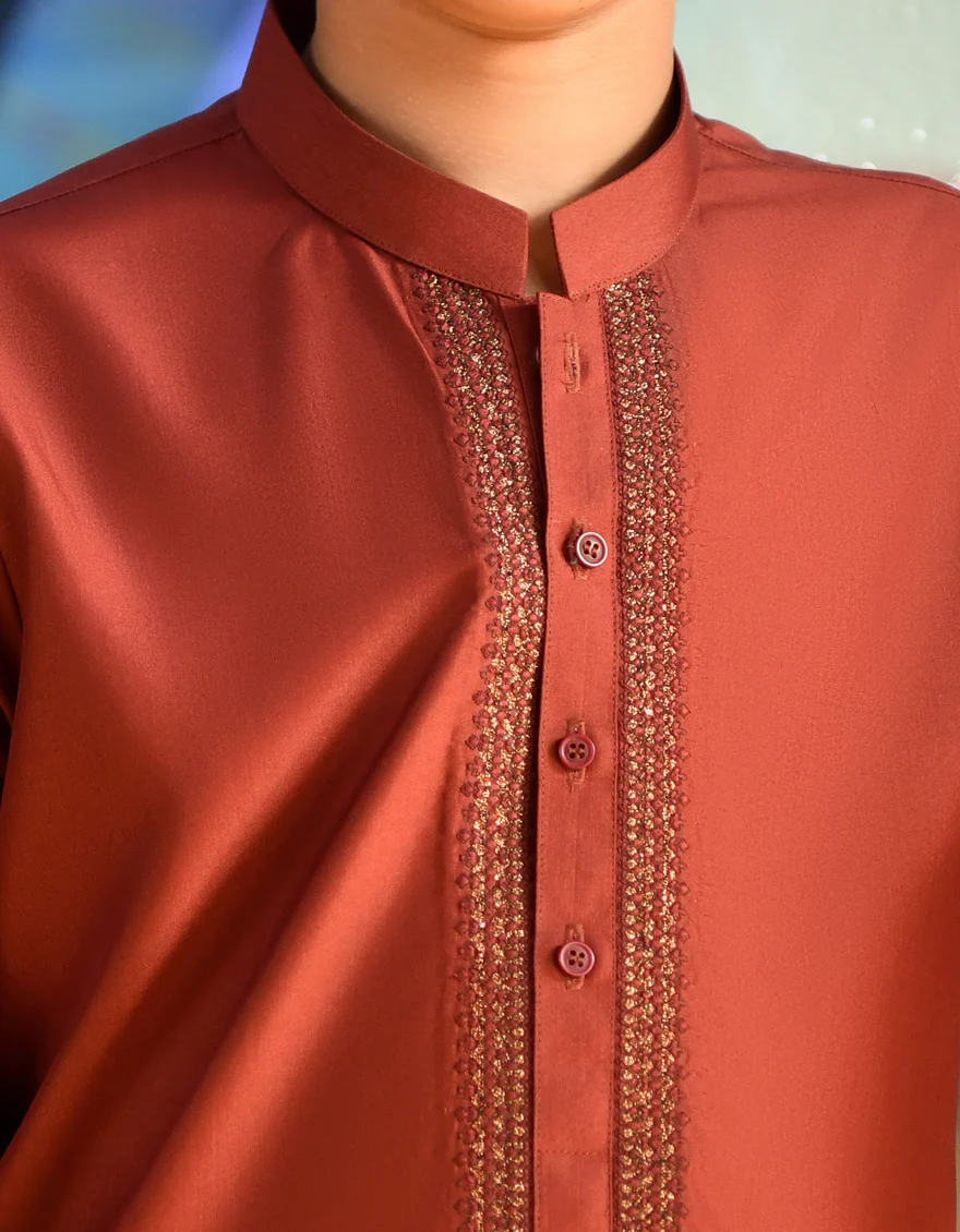 RUSTIC RED BLENDED KAMEEZ SHALWAR | JCKS-S-US-46125/S23/JJ8173-SF - Image 3