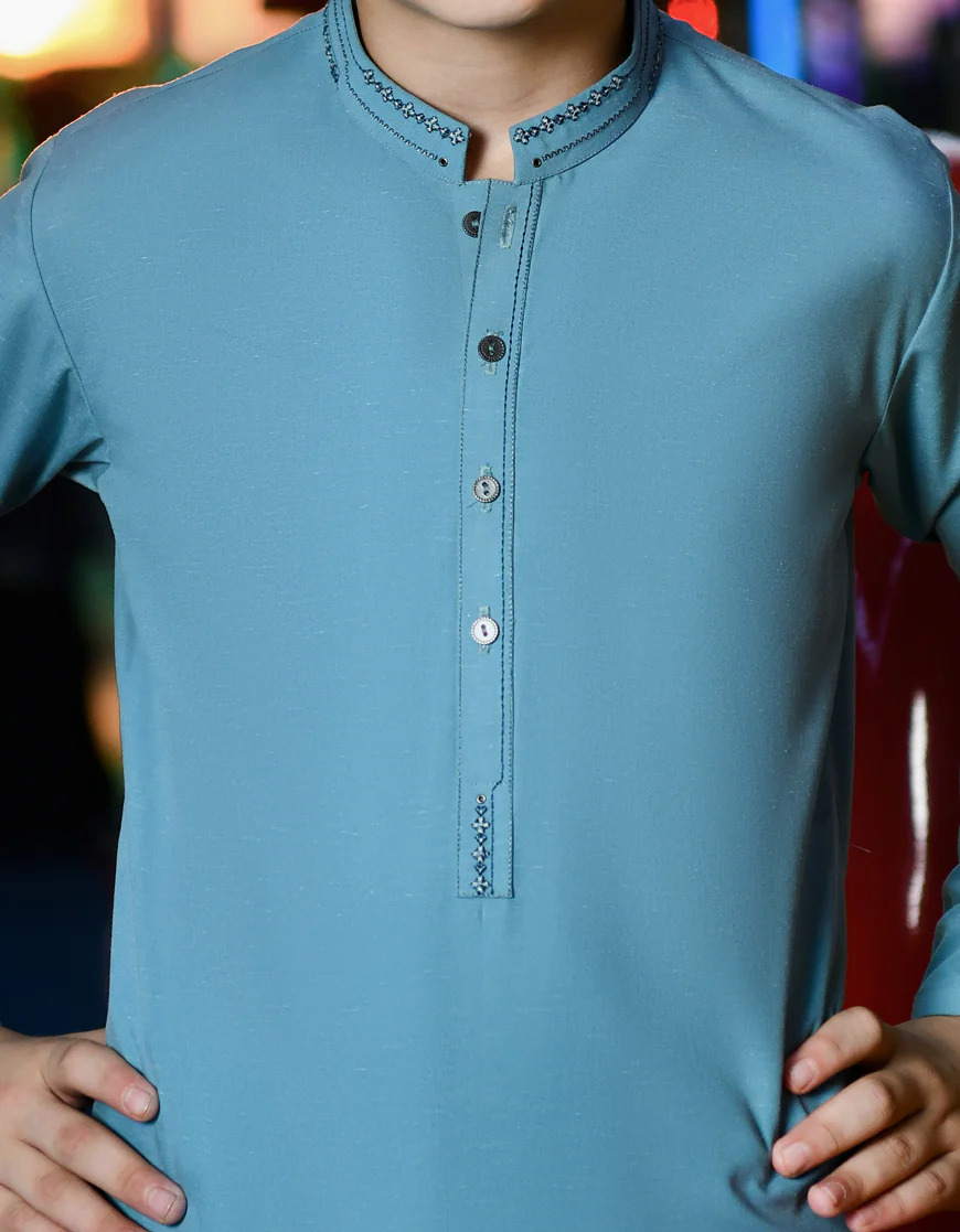PALE BLUE BLENDED KAMEEZ SHALWAR | JCKS-S-US-46146/S23/JJ8713-CL - Image 2