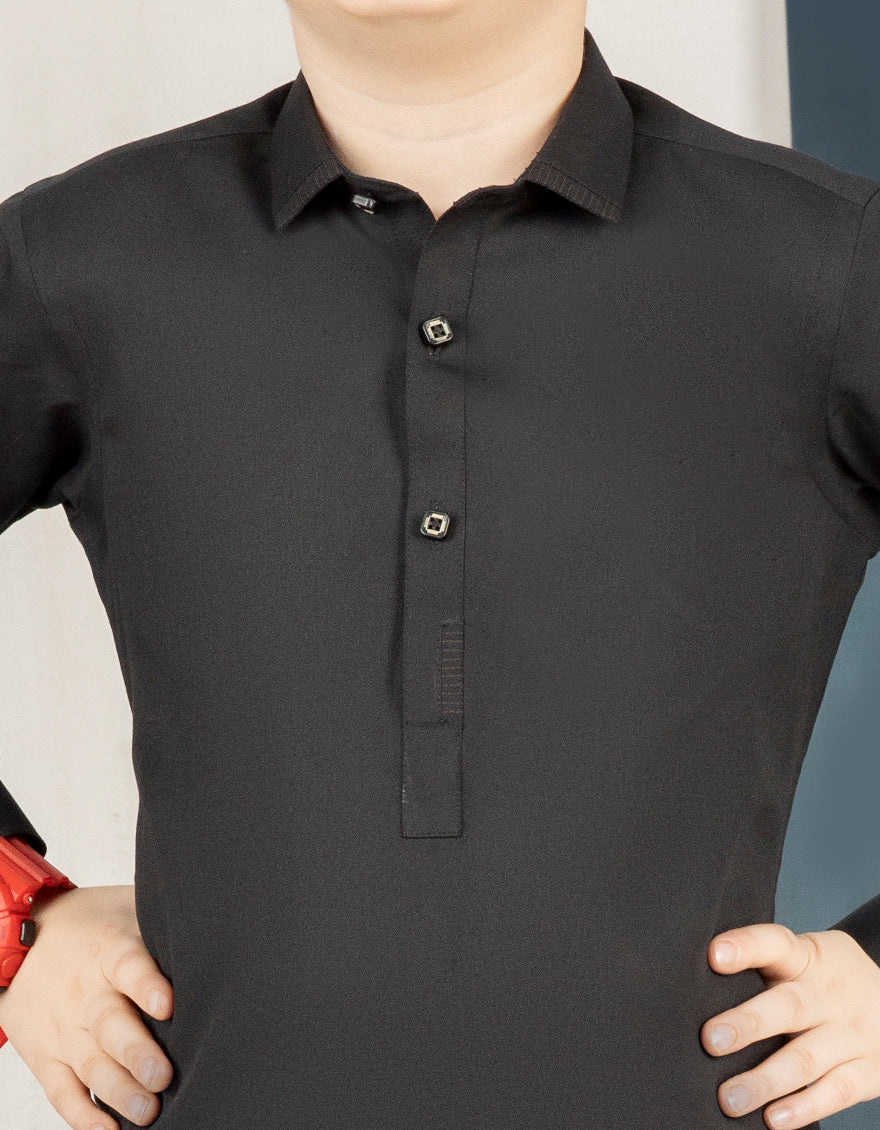 BLACK BLENDED KAMEEZ SHALWAR | JCKS-US-43180/A22/JJ8346-CL - Image 2