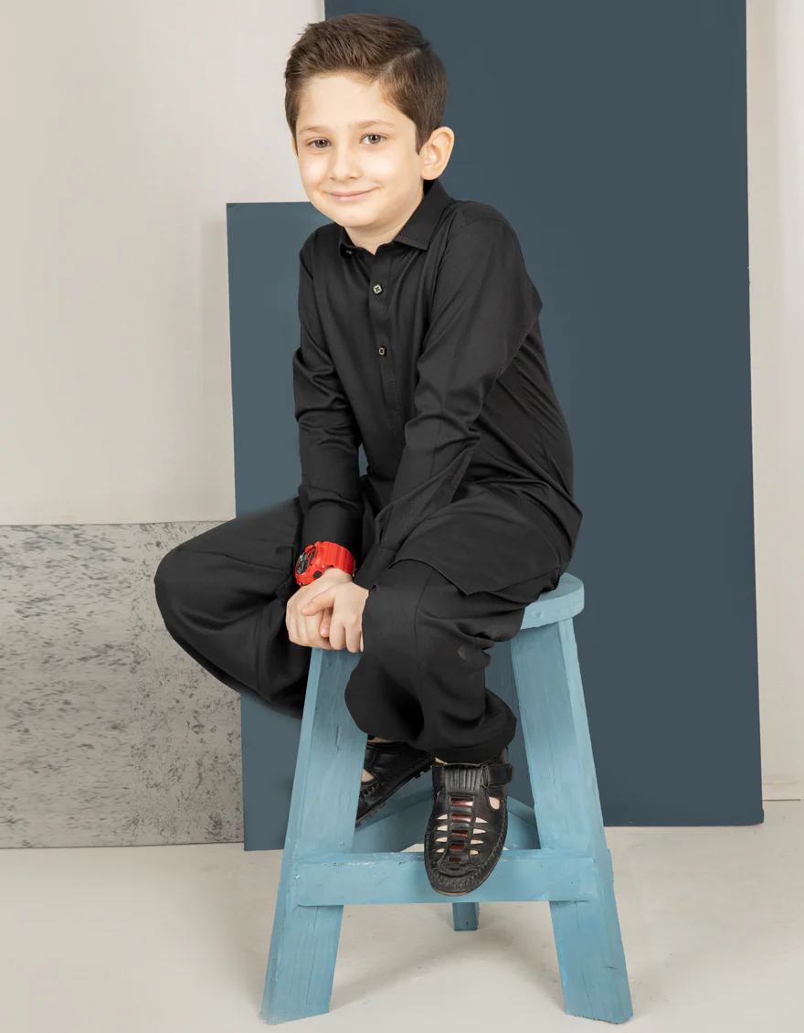 BLACK BLENDED KAMEEZ SHALWAR | JCKS-US-43180/A22/JJ8346-CL - Image 3