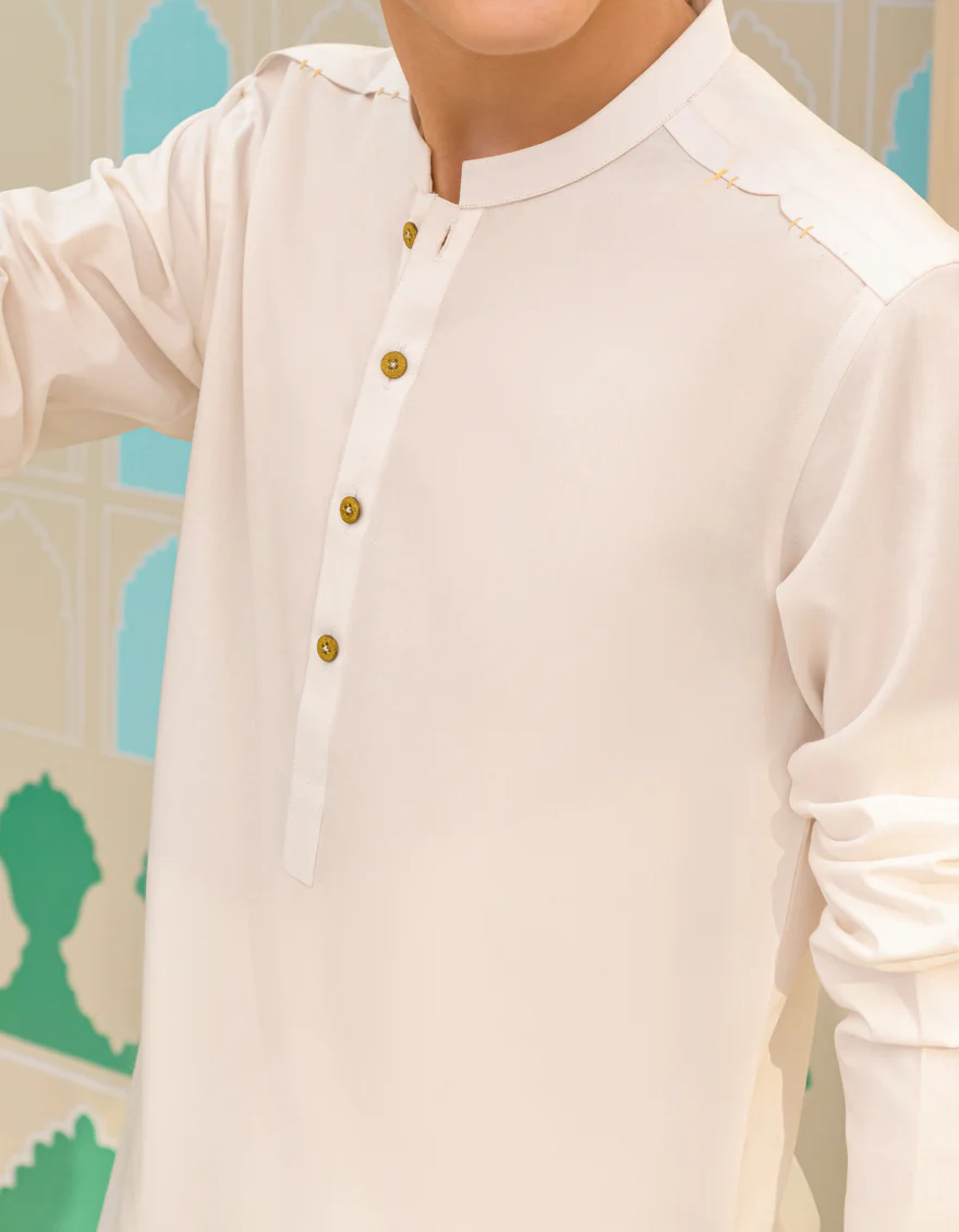 OFF WHITE BLENDED KAMEEZ SHALWAR | JCKS-US-43248/A23/JJ8790-CL - Image 2