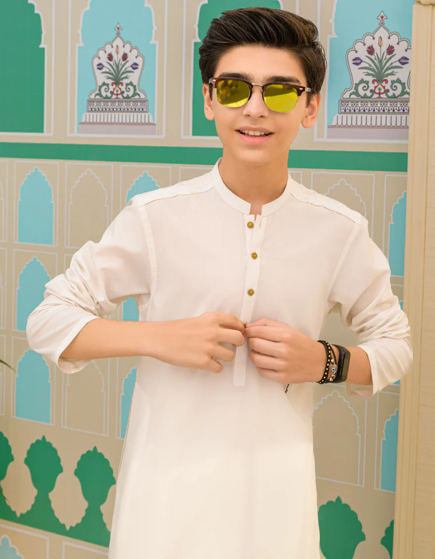 OFF WHITE BLENDED KAMEEZ SHALWAR | JCKS-US-43248/A23/JJ8790-CL - Image 3