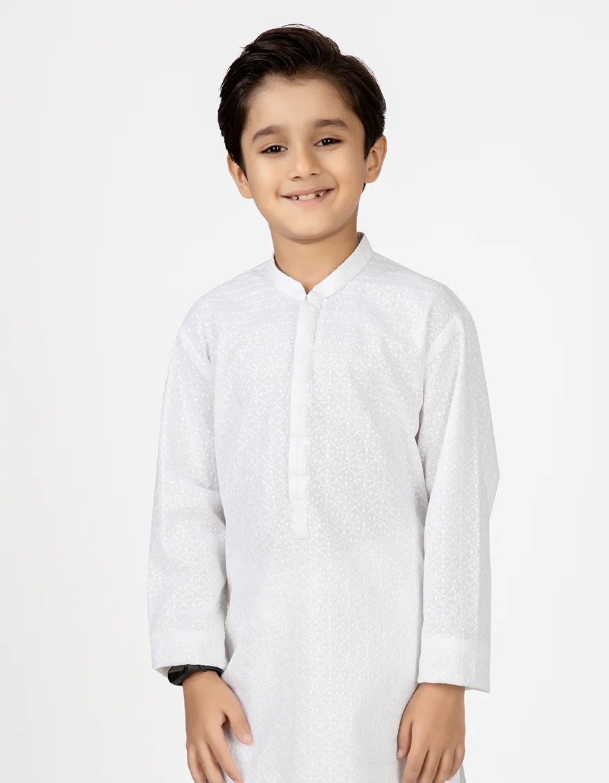WHITE BLENDED KAMEEZ SHALWAR | JCKS-US-44095/A22/JJ8082-CL - Image 2