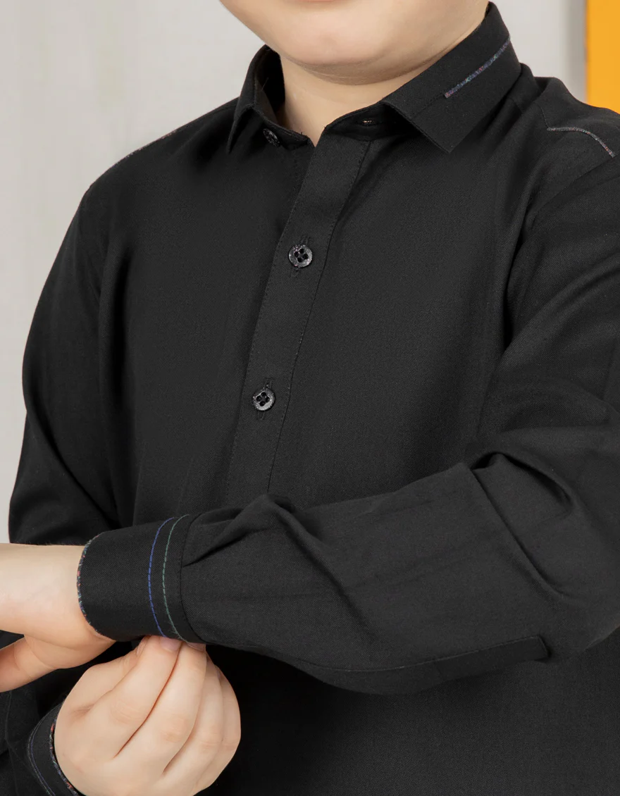 BLACK VISCOSE KAMEEZ SHALWAR | JCKS-US-44145/A22/JJ8346-CL - Image 2