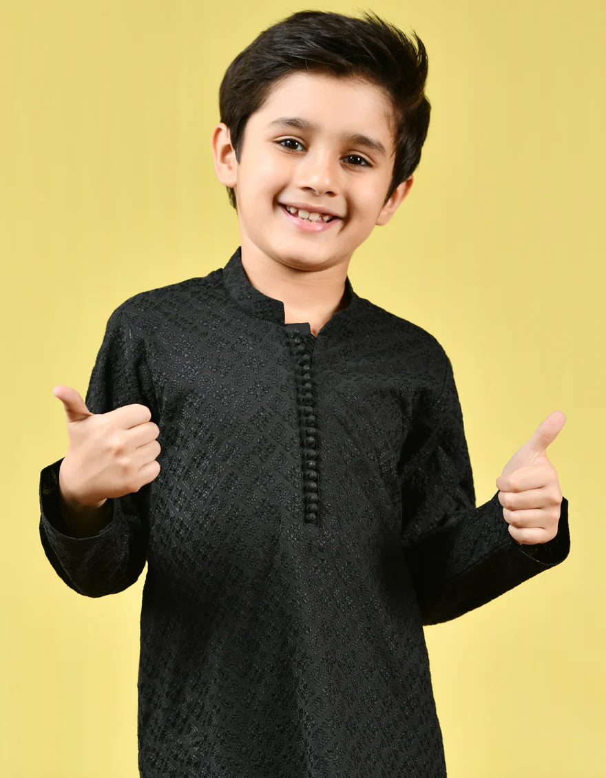BLACK BLENDED KAMEEZ SHALWAR | JCKS-US-45008/A22/JJ8083-CL - Image 2