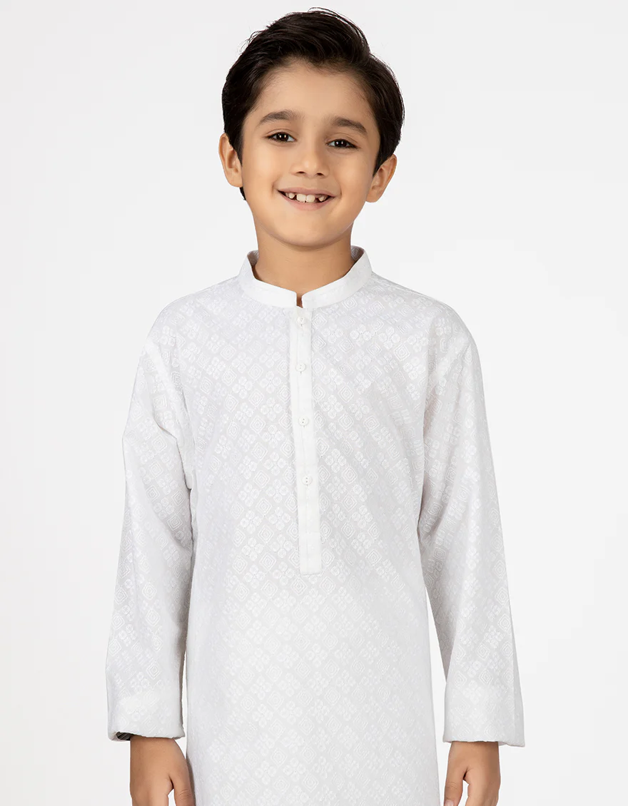 WHITE BLENDED KAMEEZ SHALWAR | JCKS-US-45009/A22/JJ8082-CL - Image 2