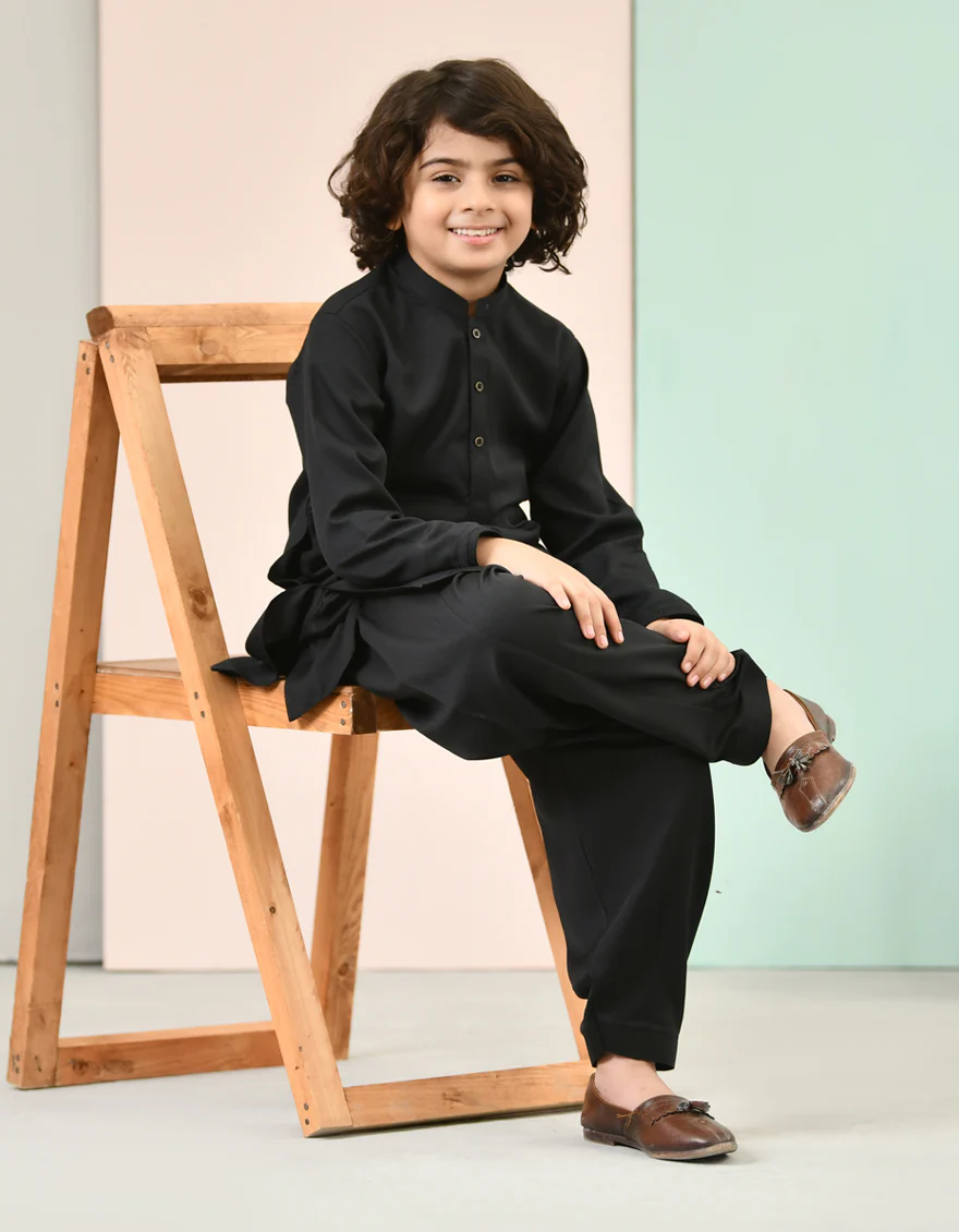 BLACK BLENDED KAMEEZ SHALWAR | JCKS-US-45023/A22/JJ8346-CL - Image 3