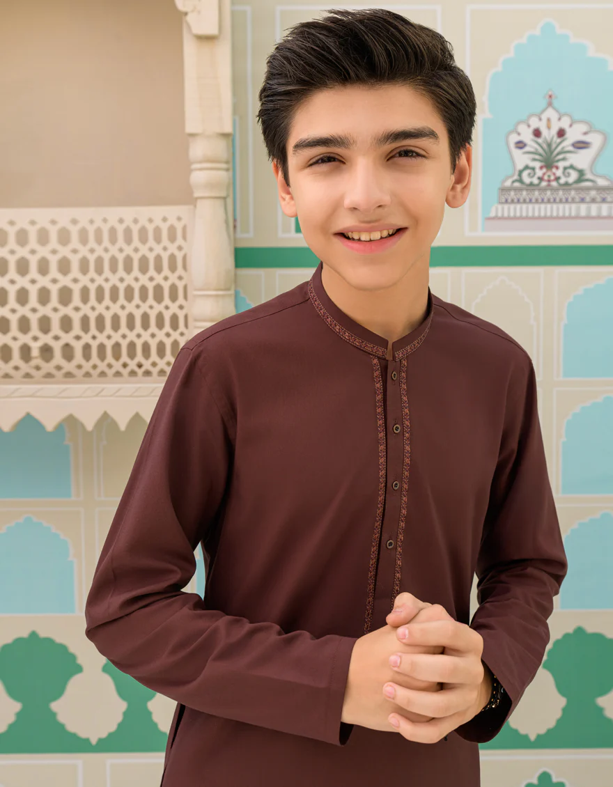 MAROON BLENDED KAMEEZ SHALWAR | JCKS-US-45180/A23/JJ8790-SF - Image 2