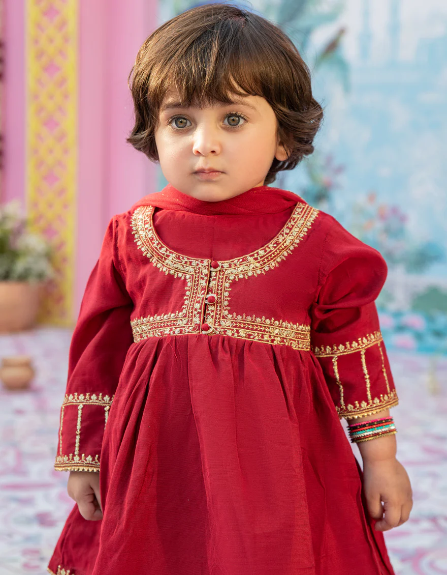 RED COTTON 3PC STITCHED | JGK-S-24-1914 FB/ETHNIC BLOCK-01 - Image 2