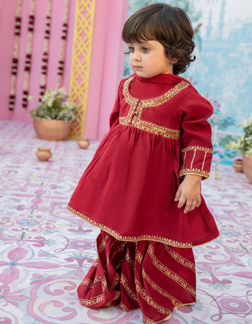 RED COTTON 3PC STITCHED | JGK-S-24-1914 FB/ETHNIC BLOCK-01 - Image 3