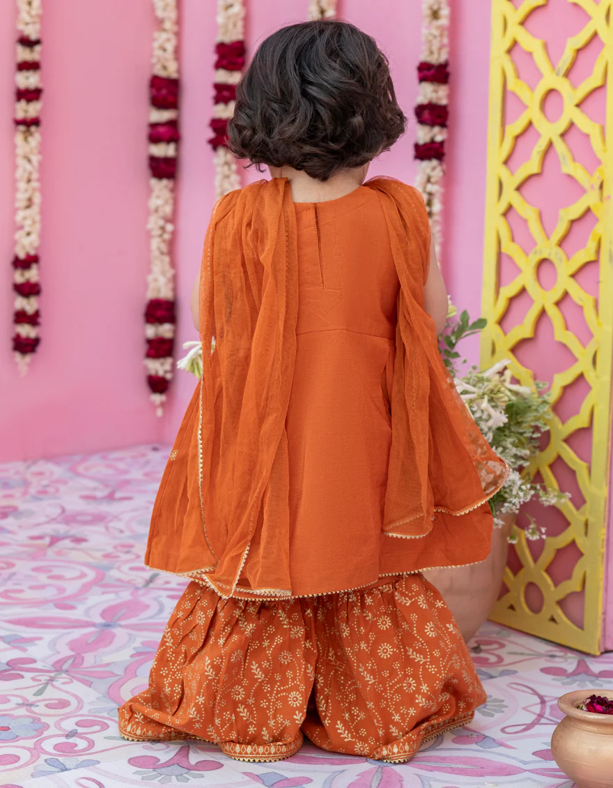 ORANGE COTTON 3PC STITCHED | JGK-S-24-1915 FB/ETHNIC BLOCK-02 - Image 2