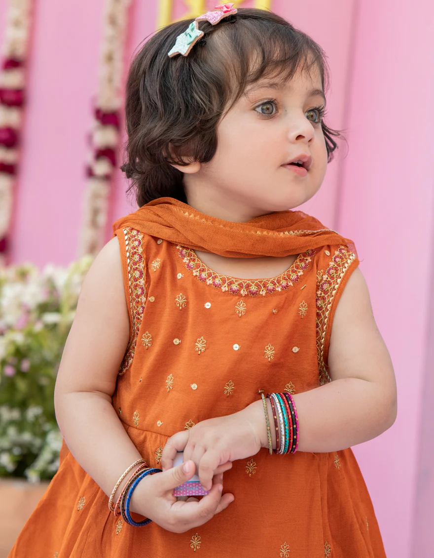 ORANGE COTTON 3PC STITCHED | JGK-S-24-1915 FB/ETHNIC BLOCK-02 - Image 3