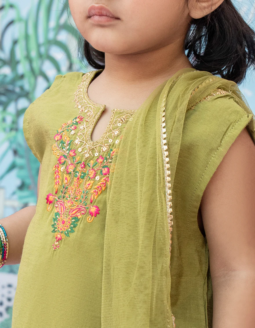 GREEN COTTON 3PC STITCHED | JGK-S-24-1916 FB/ETHNIC BLOCK-03 - Image 2
