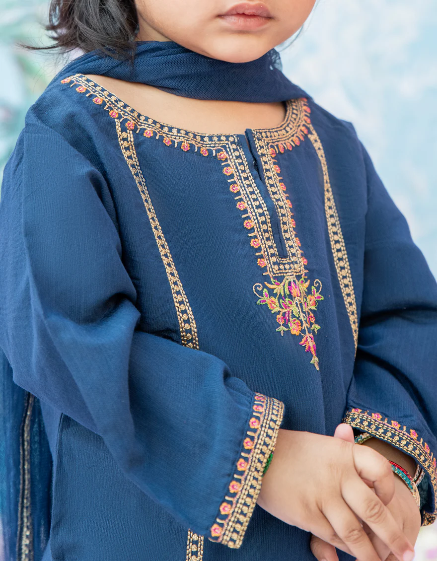 BLUE COTTON 3PC STITCHED | JGK-S-24-1917 FB/ETHNIC BLOCK-04 - Image 2