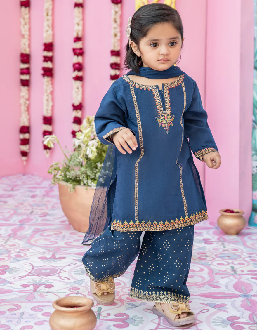 BLUE COTTON 3PC STITCHED | JGK-S-24-1917 FB/ETHNIC BLOCK-04 - Image 3