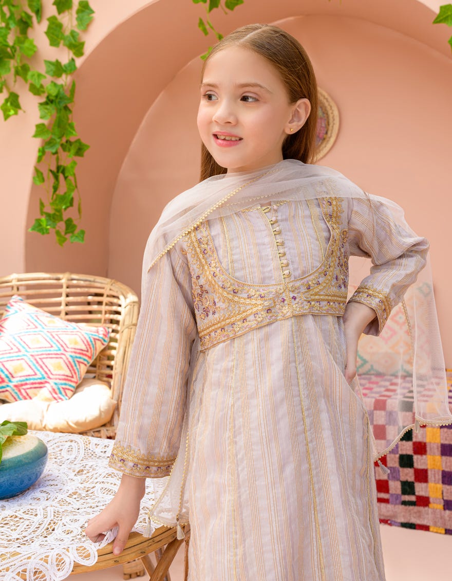 PURPLE ORGANZA 3PC STITCHED | JGK-S-24-1930 FB/SHIREEN-05 - Image 2