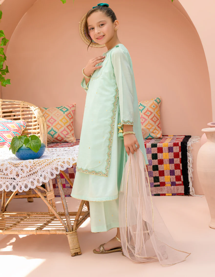 BLUE RAW SILK 3PC STITCHED | JGK-S-24-1933 FB/SHIREEN-08 - Image 2