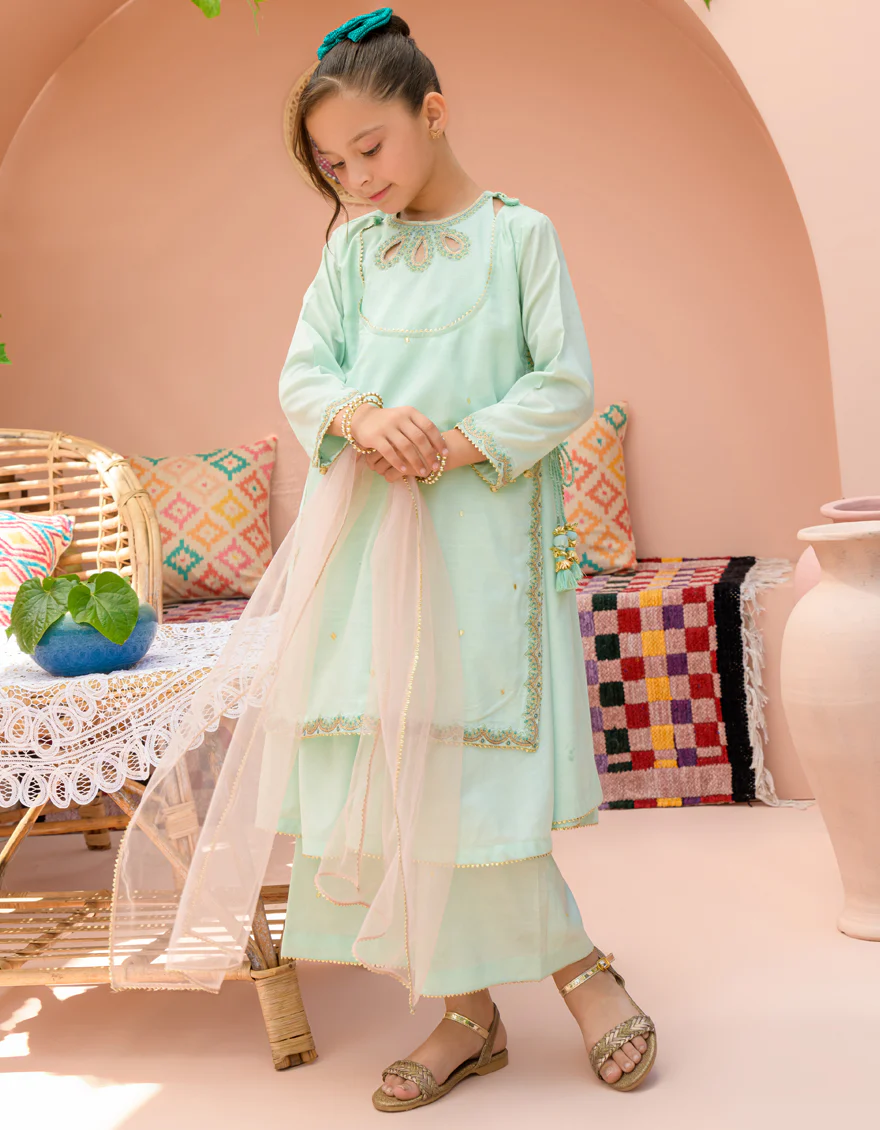 BLUE RAW SILK 3PC STITCHED | JGK-S-24-1933 FB/SHIREEN-08 - Image 5
