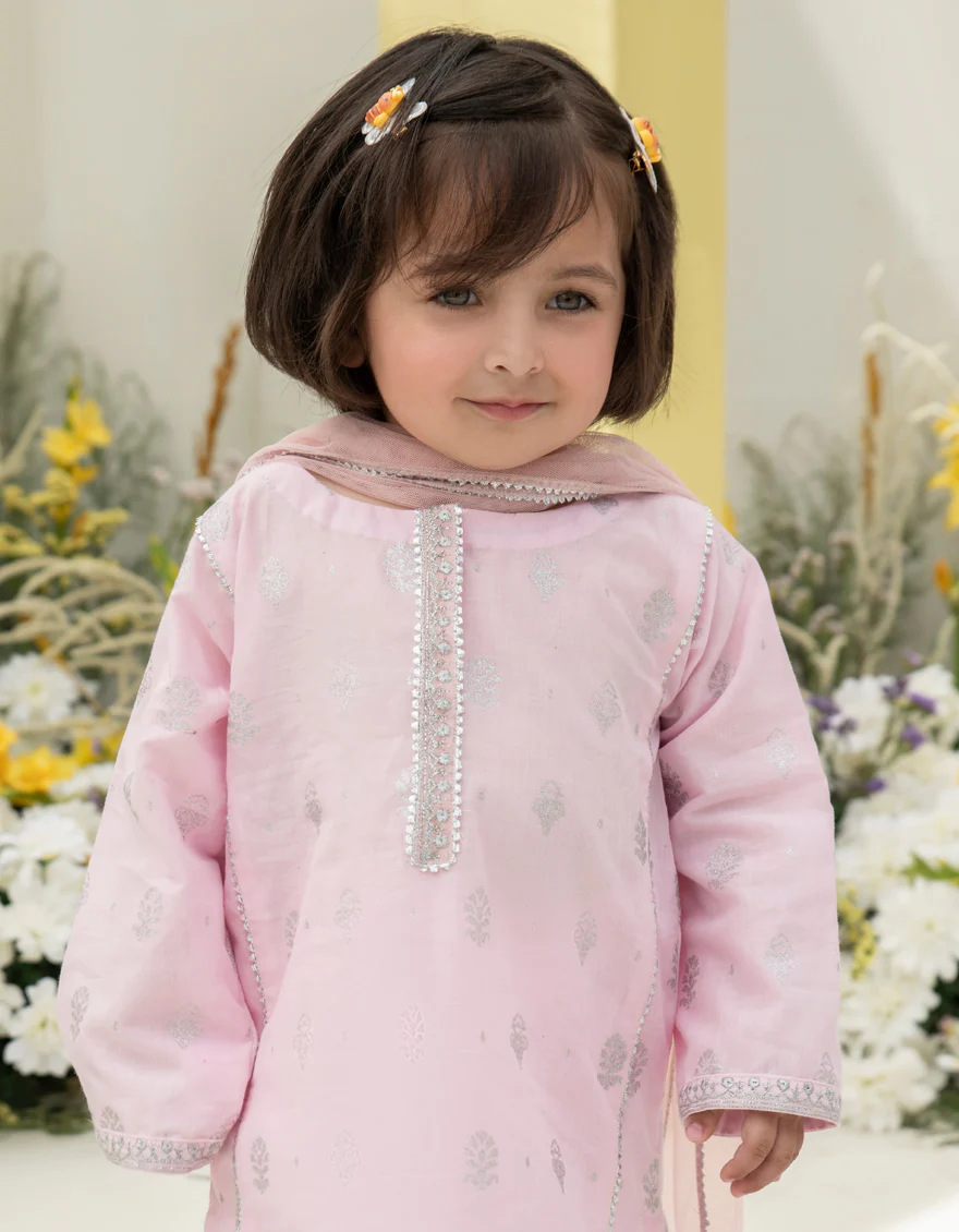 PINK LAWN 3PC STITCHED | JGK-S-24-1938 FB/LITTLE LUXURY-02 - Image 3