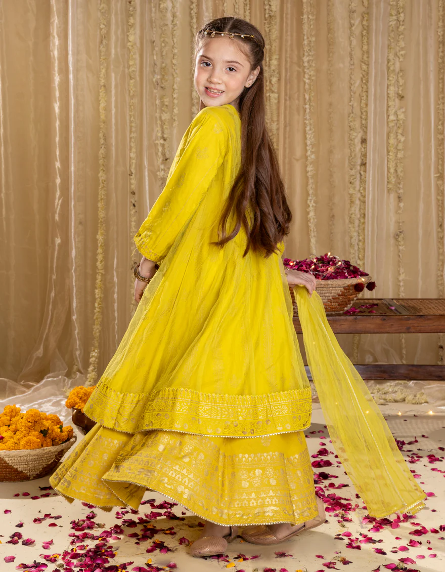 YELLOW SILK 3PC STITCHED | JGK-S-JGP-25-1522 FB/RAZZLE DAZZLE-04 - Image 2