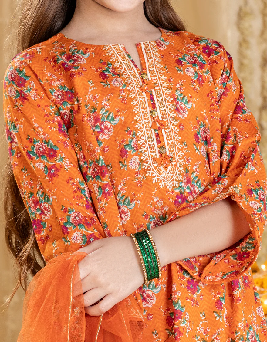 ORANGE LAWN 3PC STITCHED | JGK-S-JGP-25-1535 FB/FLORISTA-1 - Image 2
