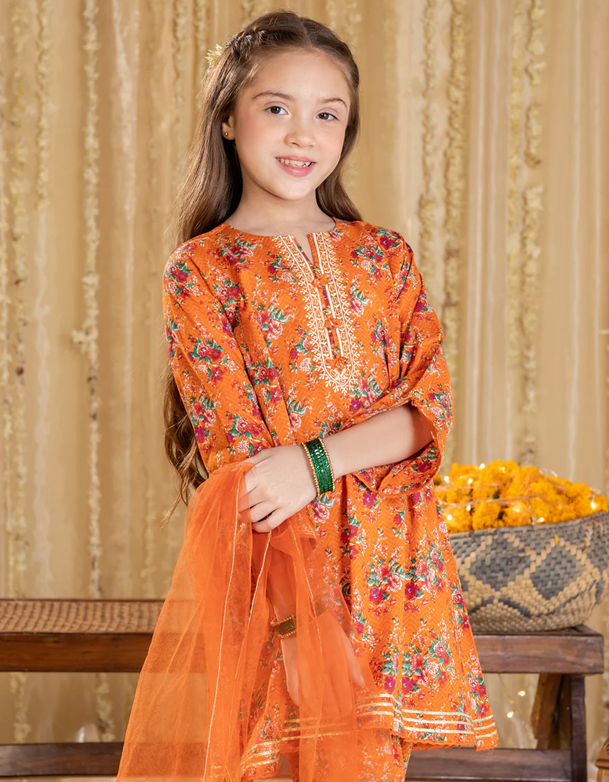 ORANGE LAWN 3PC STITCHED | JGK-S-JGP-25-1535 FB/FLORISTA-1 - Image 3