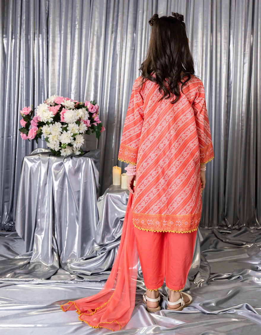 PEACH LAWN 3PC STITCHED | JGK-S-JGP-25-1543 FB/CHUNRI TREAT-1 - Image 2