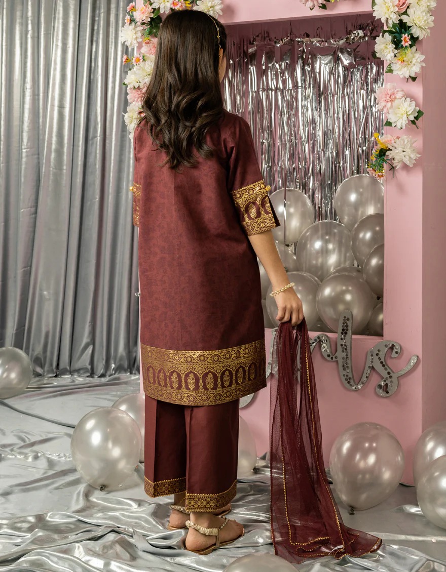 MAROON LAWN 3PC STITCHED | JGK-S-JGP-25-1558 FB/FESTIVE FOIL-04 - Image 2