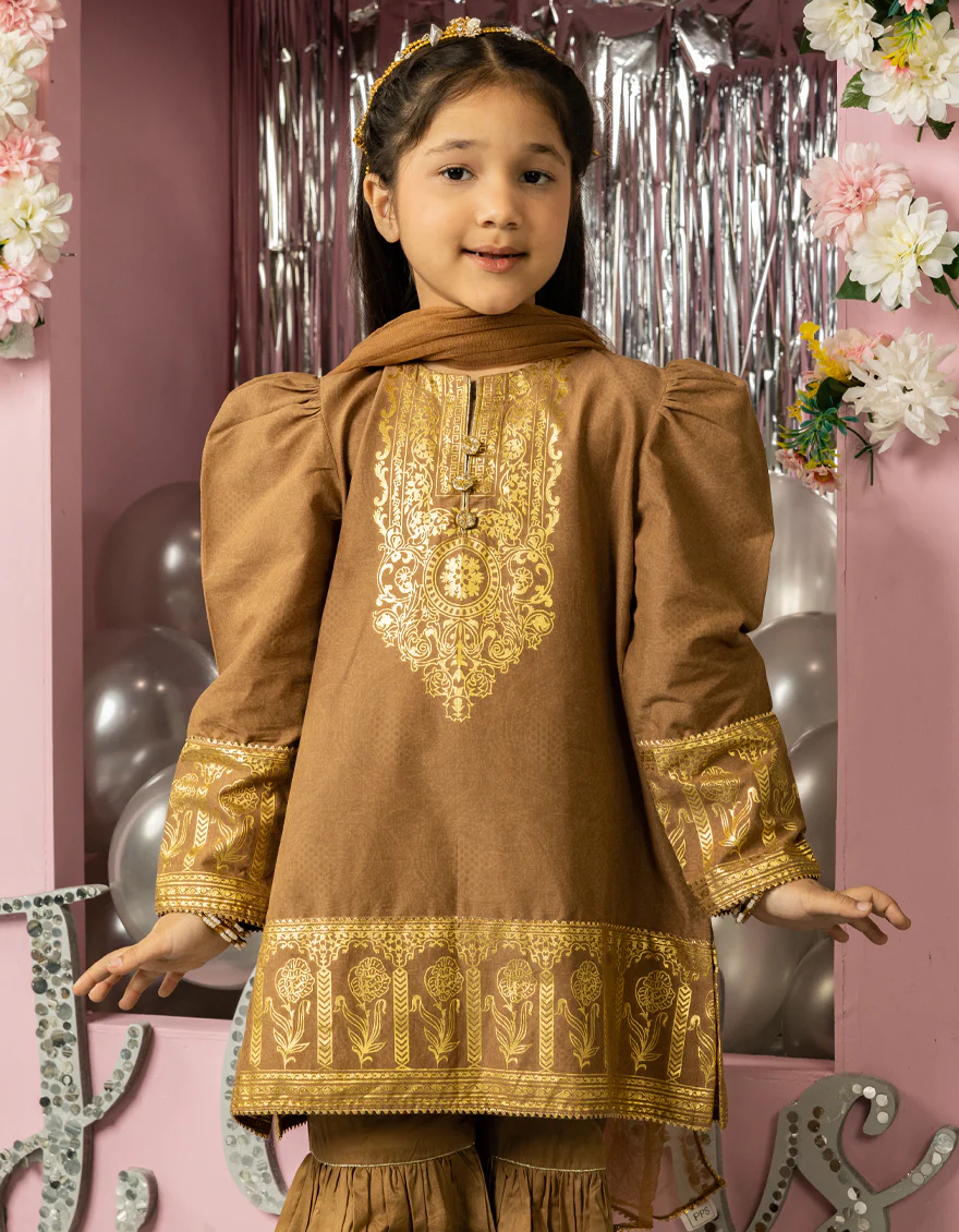 BROWN LAWN 3PC STITCHED | JGK-S-JGP-25-1560 FB/FESTIVE FOIL-06 - Image 3