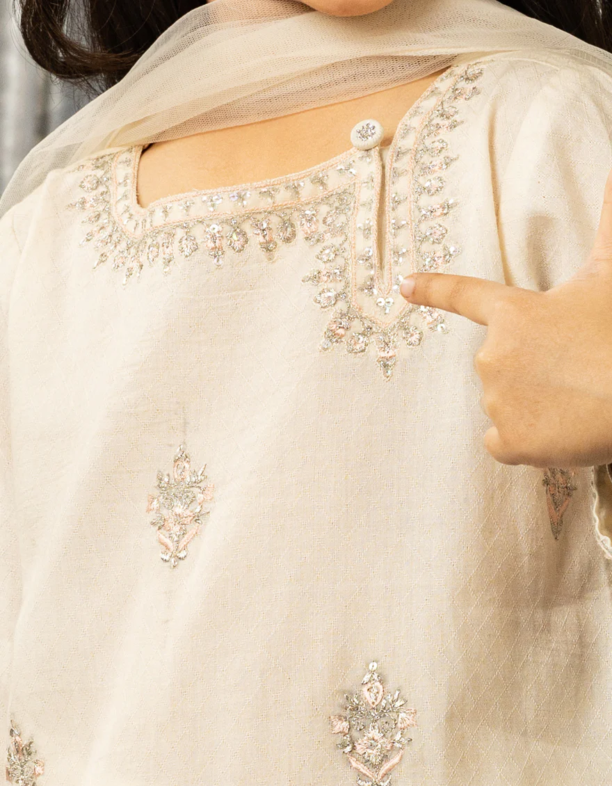 IVORY DOBBY 3PC STITCHED | JGK-S-JGP-25-1565 FB - Image 3