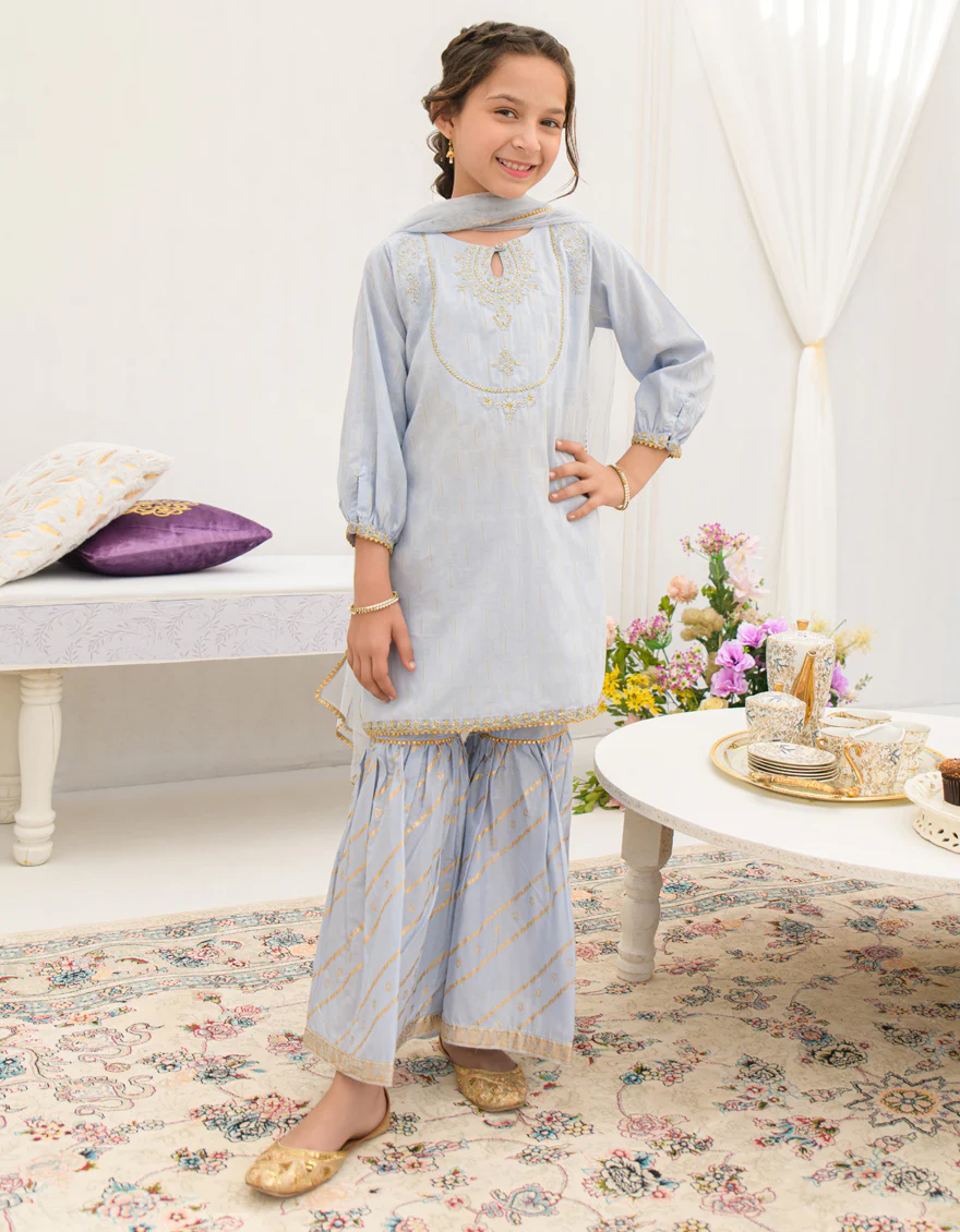 BLUE DOBBY 3PC STITCHED | JGK-S-JGP-25-1573 FB
