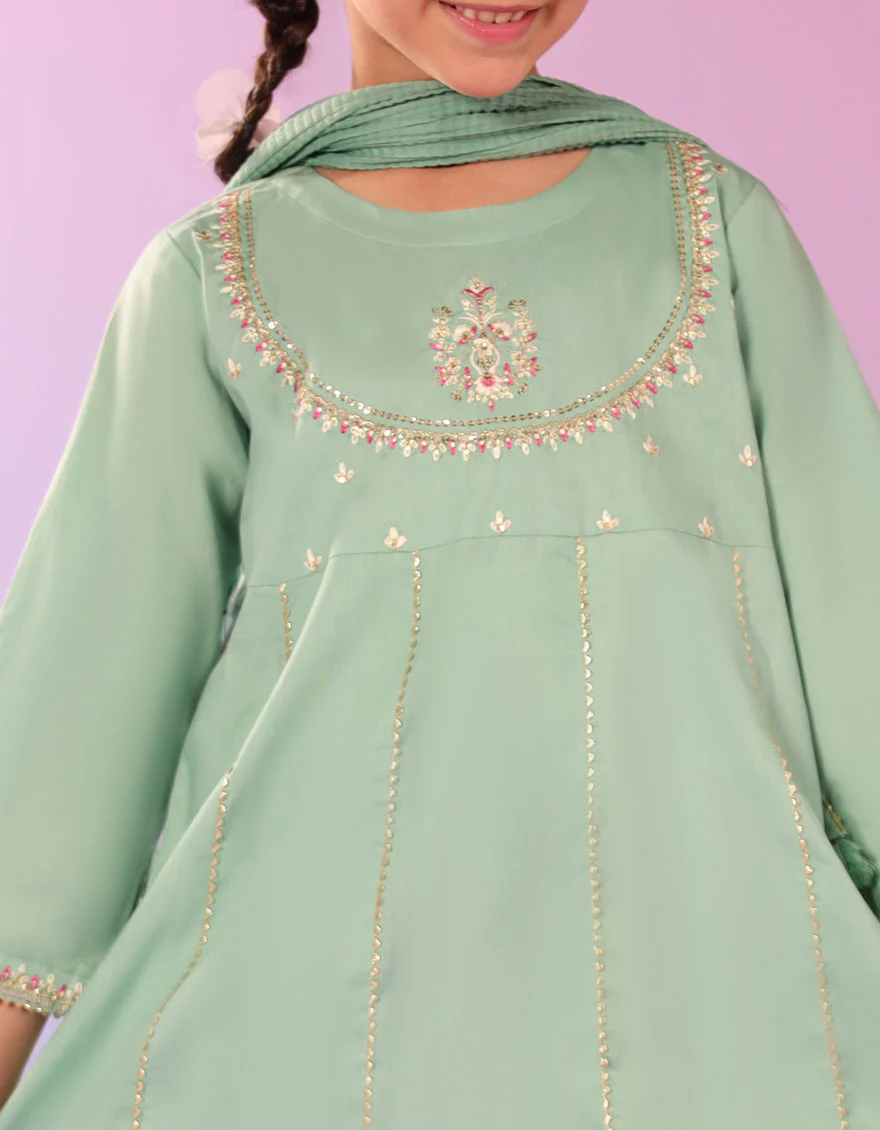 GREEN LAWN SILK 3PC STITCHED | JGK-S-JGP-25-1584 FB - Image 2