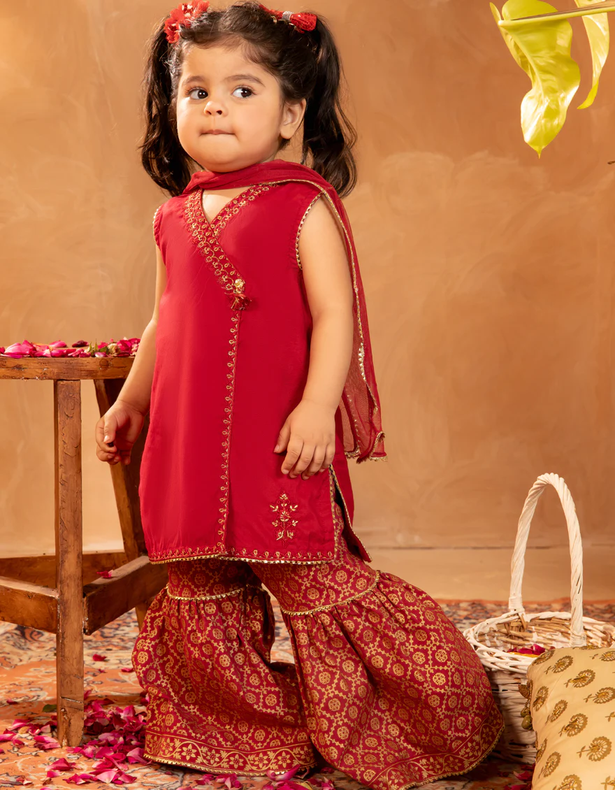 RED COTTON SILK 3PC STITCHED | JGK-S-JIF-25-1707 FB