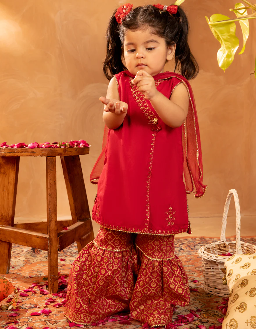 RED COTTON SILK 3PC STITCHED | JGK-S-JIF-25-1707 FB - Image 2