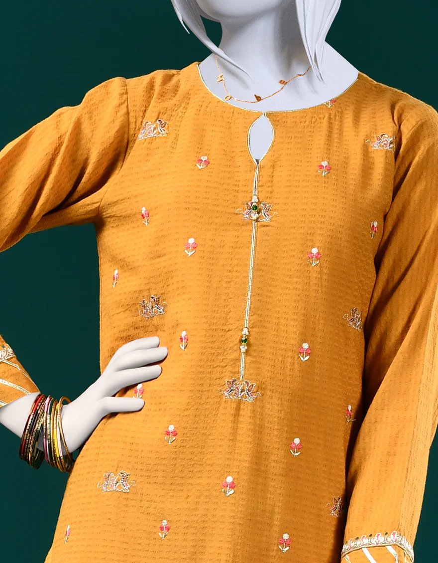 MUSTARD DOBBY 2PC STITCHED | JGK-S-JJT2-US-22-034 FB/MIX-3903 - Image 3