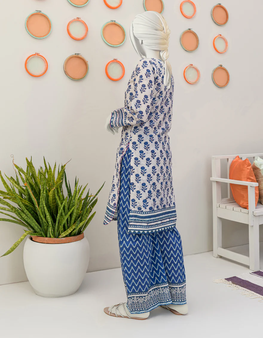 WHITE BLUE CAMBRIC 2PC STITCHED | JGK-S-JJT2-US-23-057 FB/COBALT - Image 2
