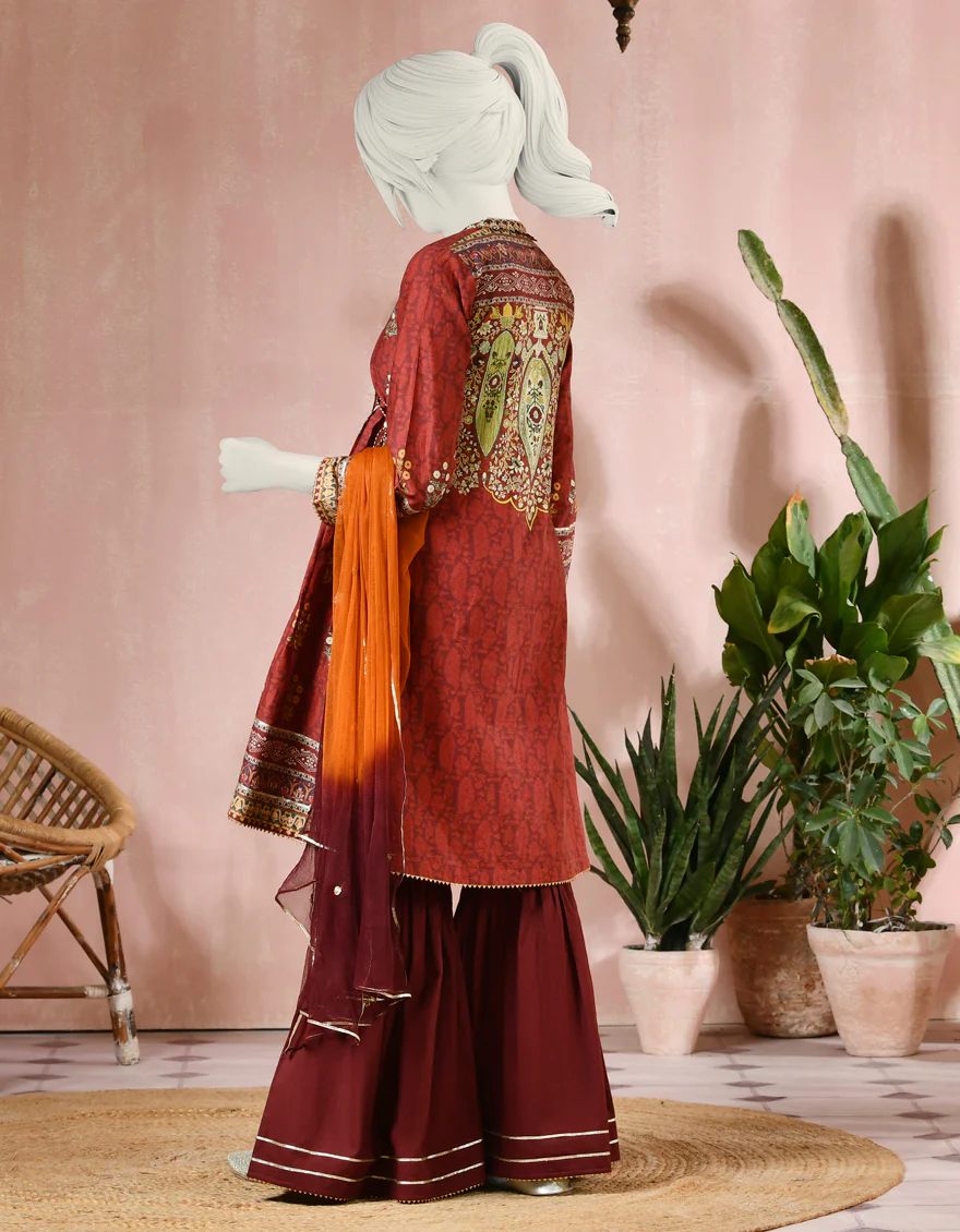 MAROON CAMBRIC 3PC STITCHED | JGK-S-JJTS-US-22-016 FB/2122 - Image 2