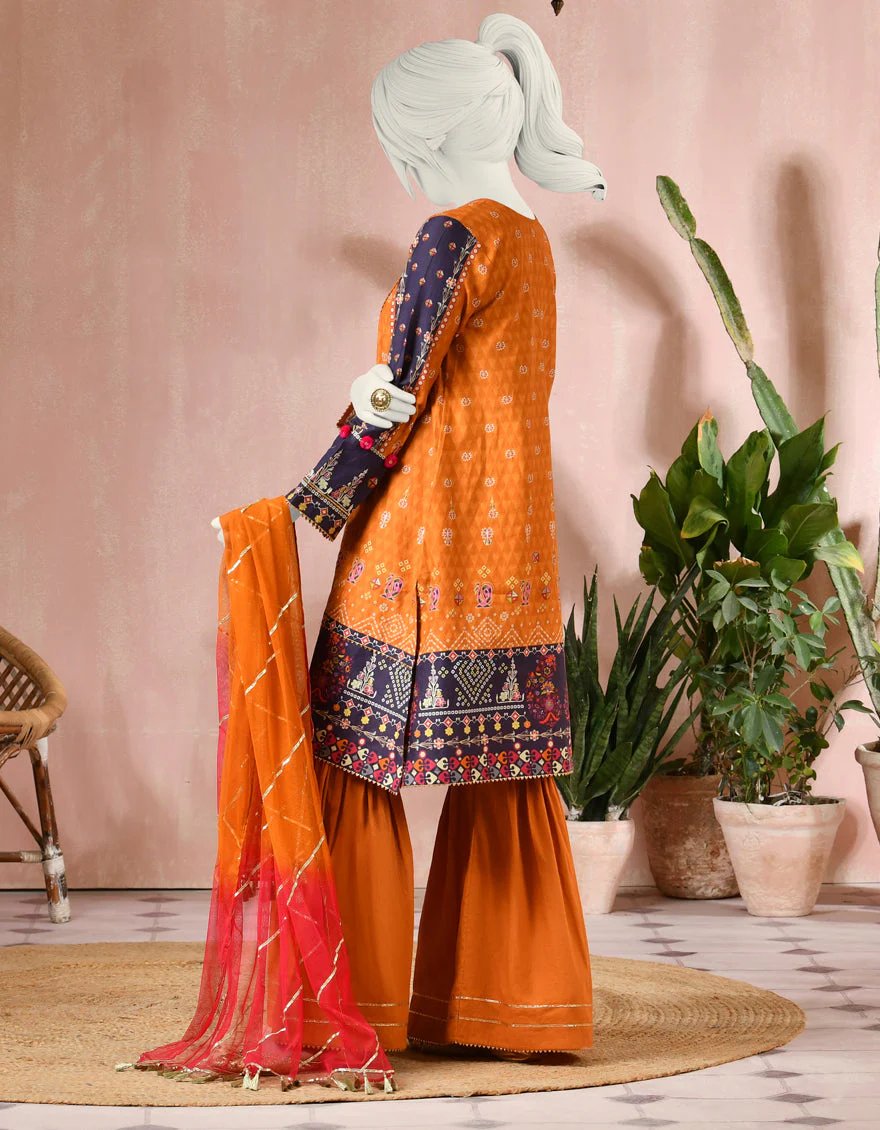 ORANGE CAMBRIC 3PC STITCHED | JGK-S-JJTS-US-22-020 FB/PEACOCK - Image 2