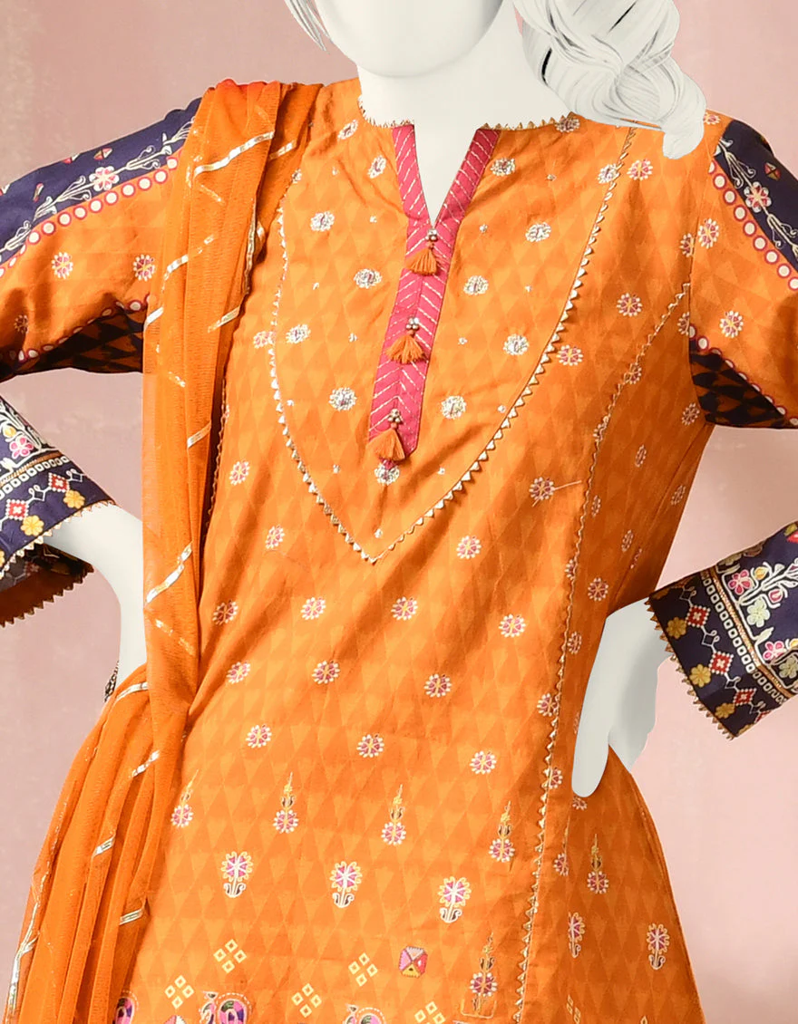 ORANGE CAMBRIC 3PC STITCHED | JGK-S-JJTS-US-22-020 FB/PEACOCK - Image 3