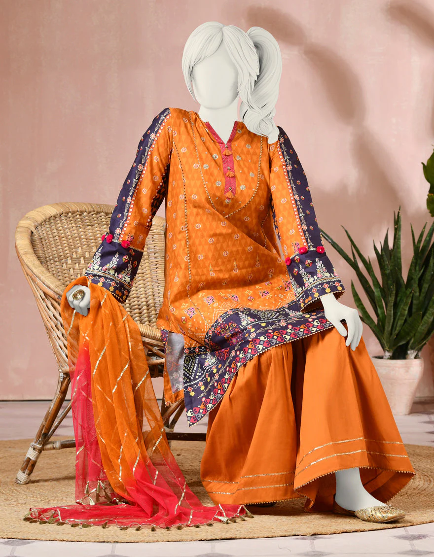 ORANGE CAMBRIC 3PC STITCHED | JGK-S-JJTS-US-22-020 FB/PEACOCK - Image 4