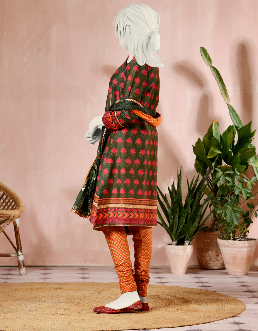 GREEN DIGITAL 3PC STITCHED | JGK-S-JJTS-US-22-021 FB/MASHRU - Image 2